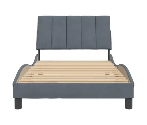 Gulta Bez Matrača, Tumši Pelēks, 100X200 Cm, Samts Vidaxl