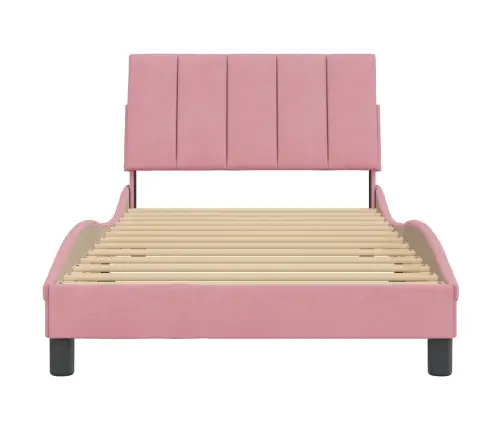 Gultas Rāmis Ar Galvgali, Rozā Samts, 100X200 Cm Vidaxl
