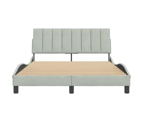 Gulta Bez Matrača, Gaiši Pelēks, 140X190 Cm, Samts Vidaxl Gulta Bez Matrača, Gaiši Pelēks, 140X190 Cm, Samts Vidaxl