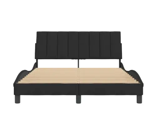 Gulta Bez Matrača, Melns, 140X190 Cm, Samts Vidaxl