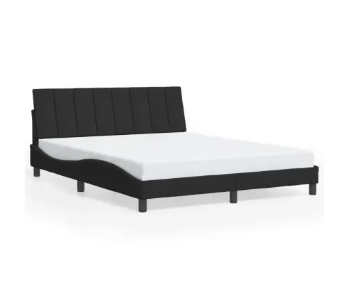 Gulta Bez Matrača, Melns, 160X200 Cm, Samts Vidaxl