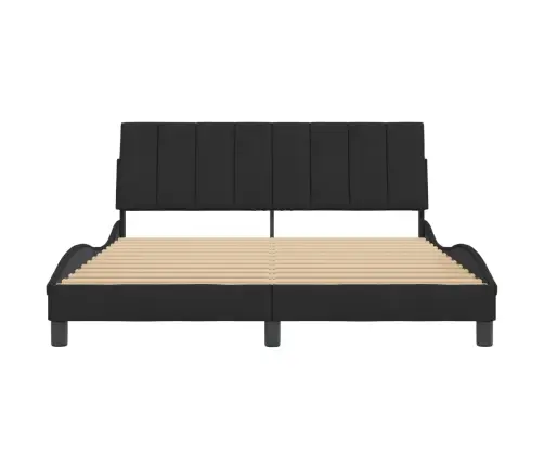 Gulta Bez Matrača, Melns, 160X200 Cm, Samts Vidaxl