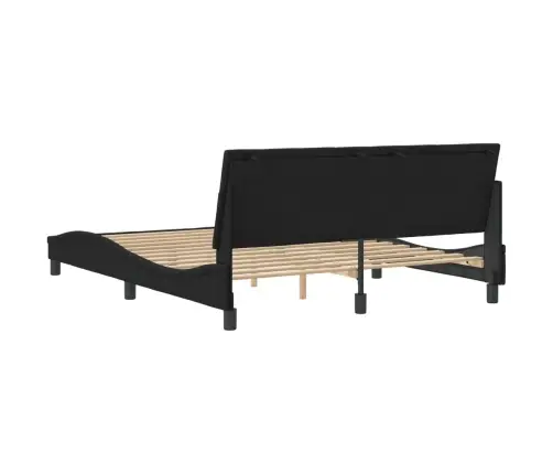 Gulta Bez Matrača, Melns, 160X200 Cm, Samts Vidaxl