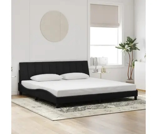 Gulta Bez Matrača, Melns, 200X200 Cm, Samts Vidaxl