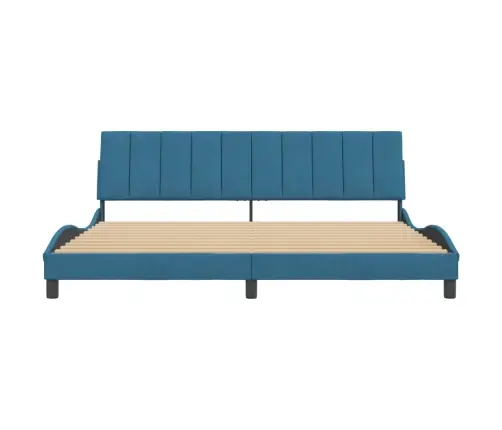 Gultas Rāmis Ar Galvgali, Zils Samts, 200X200 Cm Vidaxl
