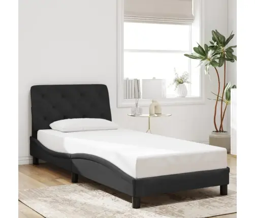 Lovos Rėmas Be Čiužinio, Juodos Spalvos, 90X190 cm Aksomas