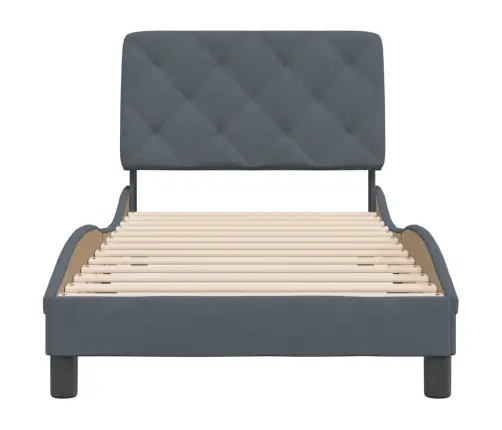 Gulta Bez Matrača, Tumši Pelēks, 90X200 Cm, Samts Vidaxl