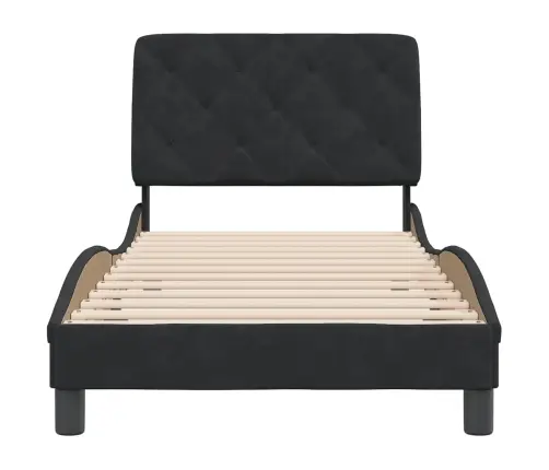 Gultas Rāmis Ar Galvgali, Melns, 90X200 Cm, Audums Vidaxl