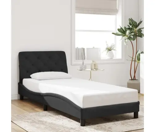Gultas Rāmis Ar Galvgali, Melns, 90X200 Cm, Audums Vidaxl
