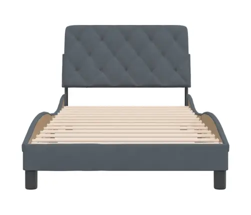 Gulta Bez Matrača, Tumši Pelēks, 100X200 Cm, Samts Vidaxl