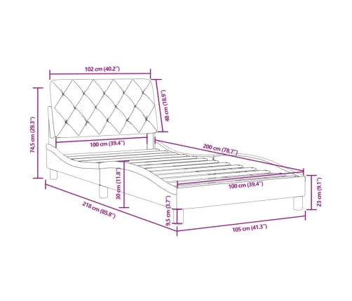Gultas Rāmis Bez Matrača, Tumši Zaļš Samts, 100X200 Cm Vidaxl