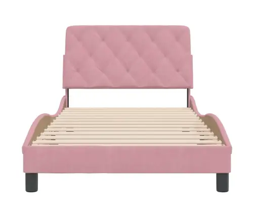 Gultas Rāmis Ar Galvgali, Rozā Samts, 100X200 Cm Vidaxl
