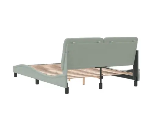 Gulta Bez Matrača, Gaiši Pelēks, 120X200 Cm, Samts Vidaxl