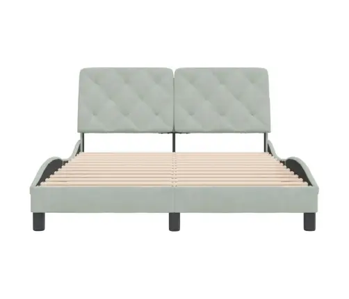 Gulta Bez Matrača, Gaiši Pelēks, 140X200 Cm, Samts Vidaxl