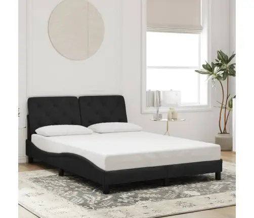 Gultas Rāmis Bez Matrača, Melns, 140X200 Cm, Samts Vidaxl