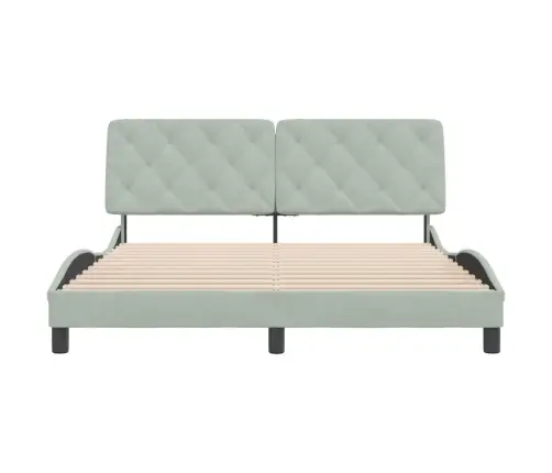 Gulta Bez Matrača, Gaiši Pelēks, 160X200 Cm, Samts Vidaxl