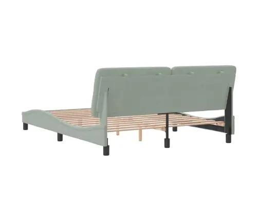 Gulta Bez Matrača, Gaiši Pelēks, 160X200 Cm, Samts Vidaxl