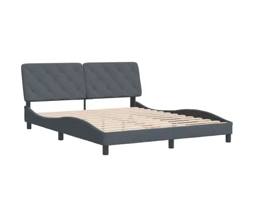 Gulta Bez Matrača, Tumši Pelēks, 160X200 Cm, Samts Vidaxl