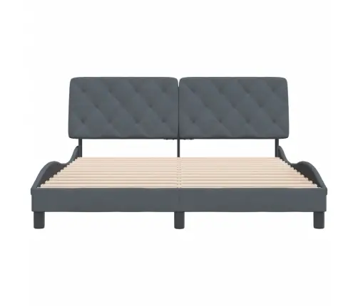 Gulta Bez Matrača, Tumši Pelēks, 160X200 Cm, Samts Vidaxl