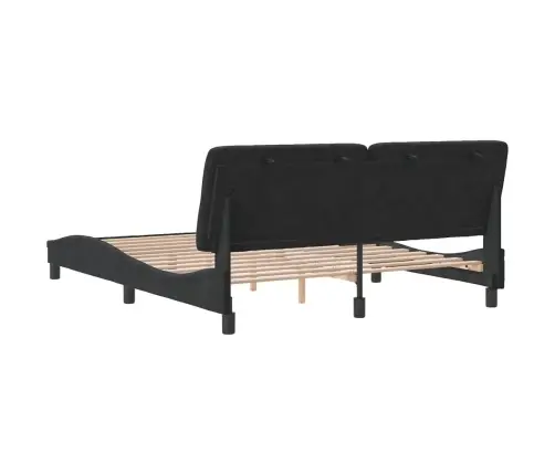 Gulta Bez Matrača, Melns, 160X200 Cm, Samts Vidaxl