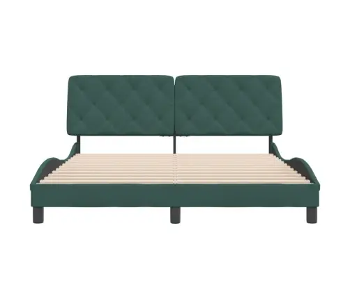 Gultas Rāmis Bez Matrača, Tumši Zaļš Samts, 160X200 Cm Vidaxl