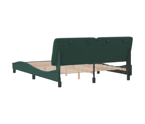Gultas Rāmis Bez Matrača, Tumši Zaļš Samts, 160X200 Cm Vidaxl