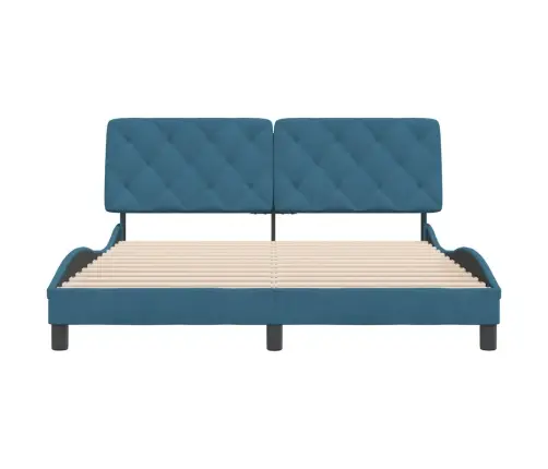 Gultas Rāmis Ar Galvgali, Zils Samts, 160X200 Cm Vidaxl
