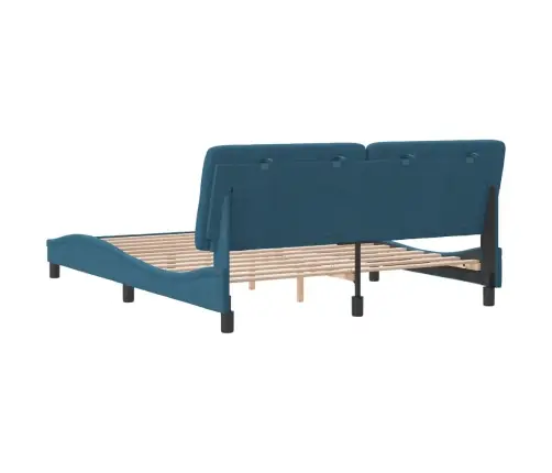 Gultas Rāmis Ar Galvgali, Zils Samts, 160X200 Cm Vidaxl