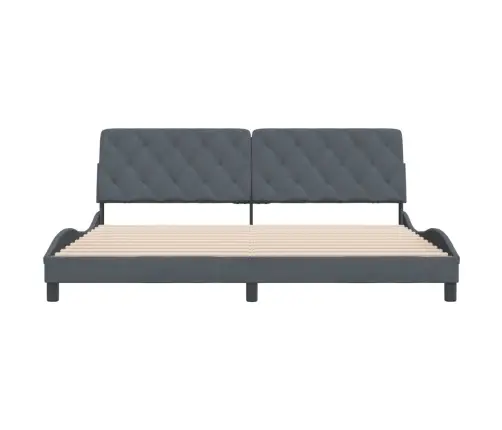 Gulta Bez Matrača, Tumši Pelēks, 200X200 Cm, Samts Vidaxl