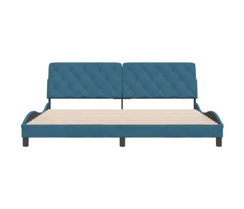 Gultas Rāmis Ar Galvgali, Zils Samts, 200X200 Cm Vidaxl