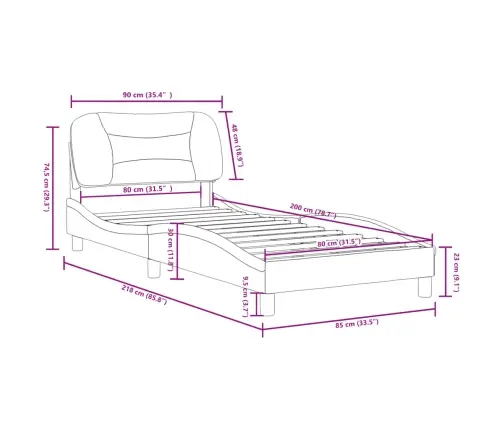Gultas Rāmis Ar Galvgali, Melns, 80X200 Cm, Mākslīgā Āda Vidaxl