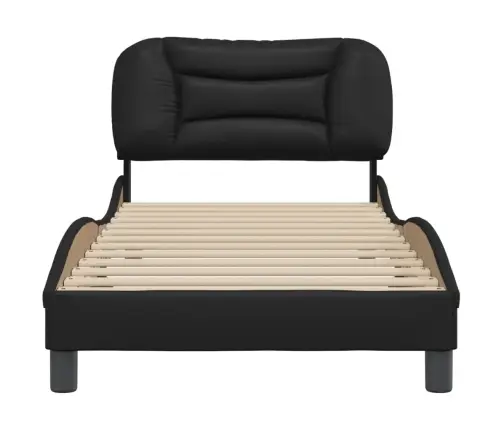 Gultas Rāmis Ar Galvgali, Melns, 80X200 Cm, Mākslīgā Āda Vidaxl