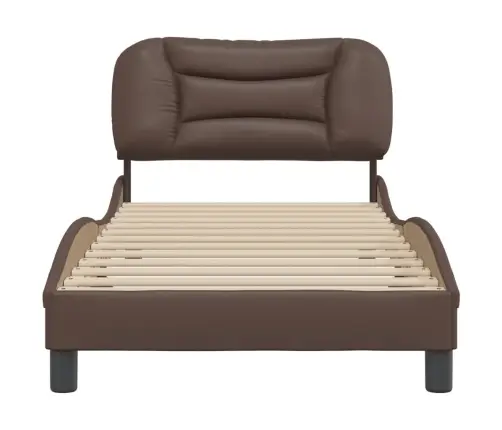 Gultas Rāmis Ar Galvgali, Brūns, 80X200 Cm, Mākslīgā Āda Vidaxl