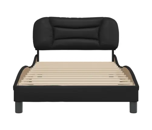 Gultas Rāmis Ar Galvgali, Melns, 100X200 Cm, Mākslīgā Āda Vidaxl