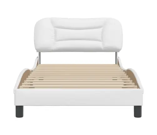 Gultas Rāmis Ar Galvgali, Balts, 100X200 Cm, Mākslīgā Āda Vidaxl