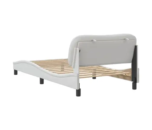 Gultas Rāmis Ar Galvgali, Balts, 100X200 Cm, Mākslīgā Āda Vidaxl