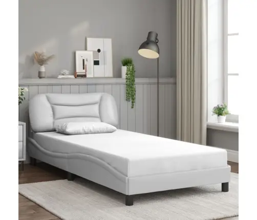 Gultas Rāmis Ar Galvgali, Balts, 100X200 Cm, Mākslīgā Āda Vidaxl