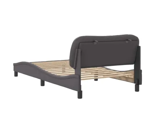 Gultas Rāmis Ar Galvgali, Pelēks, 100X200 Cm, Mākslīgā Āda Vidaxl