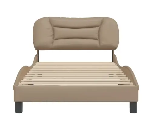 Gultas Rāmis Ar Galvgali, Kapučīno, 100X200 Cm, Mākslīgā Āda Vidaxl