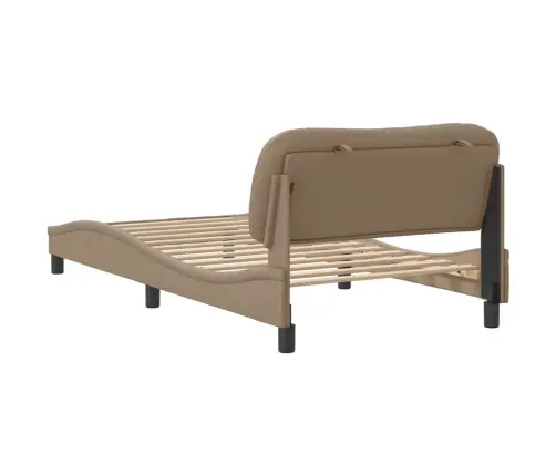 Gultas Rāmis Ar Galvgali, Kapučīno, 100X200 Cm, Mākslīgā Āda Vidaxl