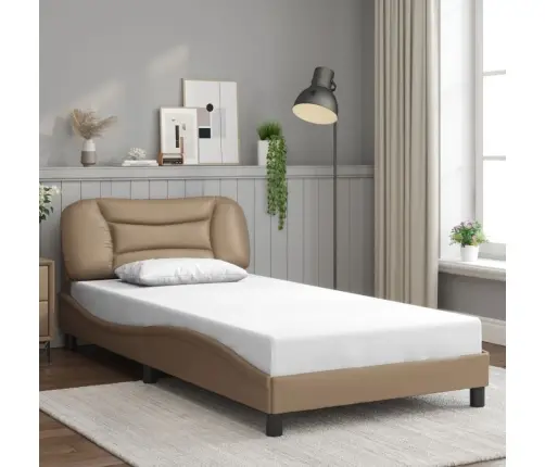 Gultas Rāmis Ar Galvgali, Kapučīno, 100X200 Cm, Mākslīgā Āda Vidaxl