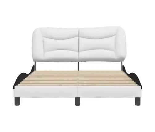 Gultas Rāmis Ar Galvgali, Balts, Melns, 120X200Cm, Mākslīgā Āda Vidaxl