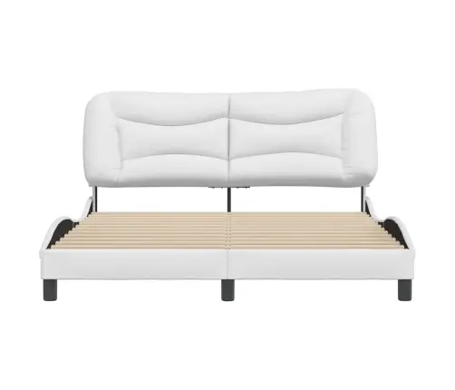 Gultas Rāmis Ar Galvgali, Balts, 160X200 Cm, Mākslīgā Āda Vidaxl
