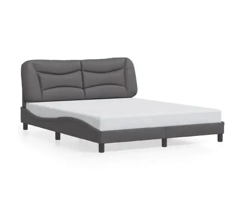 Gultas Rāmis Ar Galvgali, Pelēks, 160X200 Cm, Mākslīgā Āda Vidaxl