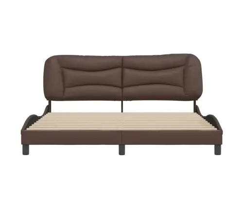 Gultas Rāmis Ar Galvgali, Brūns, 180X200 Cm, Mākslīgā Āda Vidaxl