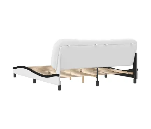 Lovos Rėmas Be Čiužinio, Hvar, Baltas/Juodas, 180X200cm Dirbtinė Oda