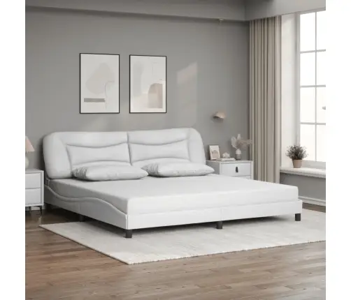 Lovos Rėmas Be Čiužinio, Hvar, Baltos, 200X200 cm Dirbtinė Oda