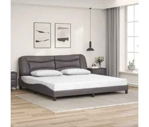 Gultas Rāmis Ar Galvgali, Pelēks, 200X200 Cm, Mākslīgā Āda Vidaxl