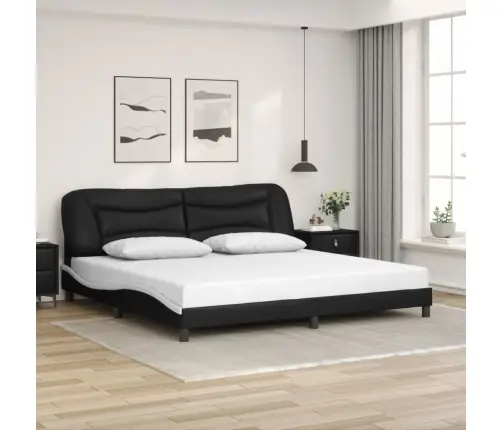 Lovos Rėmas Be Čiužinio, Hvar, Juodas/Baltas, 200X200cm Dirbtinė Oda