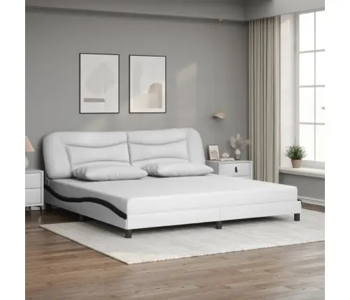 Voodiraam Ilma Madratsita Hvar, Valge Ja Must, 200X200 cm Kunstnahk